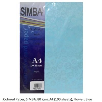 Colored Paper, SIMBA, 80 gsm, A4 (100 sheets), Flower, Blue