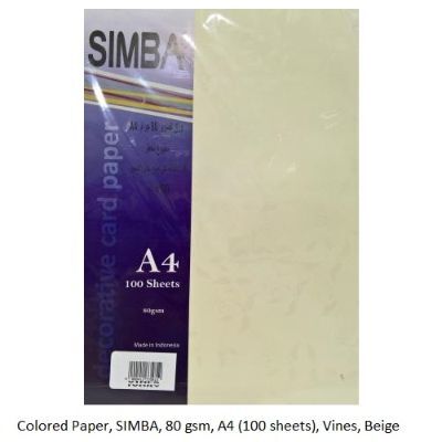 Colored Paper, SIMBA, 80 gsm, A4 (100 sheets), Vines, Beige