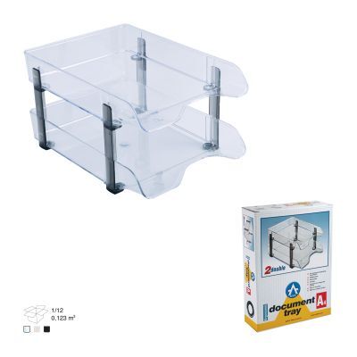 Desk Organizer, ARK, Desk Tray Stable 2092, 2 Tiers, Plastic, Clear