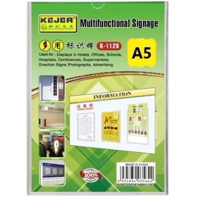 Desk Organizer, KEJEA, Multifunctional Signage (Card Stand) K-1128, A5, Plastic, Clear