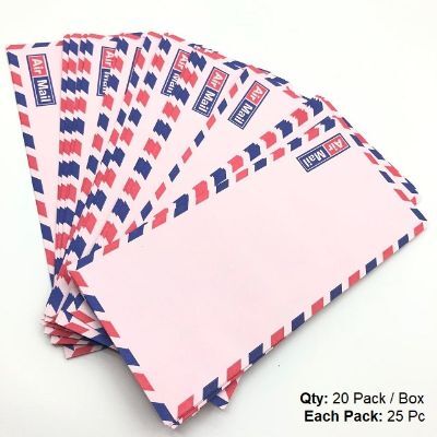 Envelope, Airplane, Pink Airmail Envelopes, 80 GSM, 9" x 6" (225 X 115 mm), 20 Pack/Box