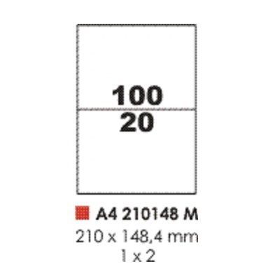 Labels, Pauli, 210148M, A4 (100sheets), 2 Label/Sheet, (210x148.4mm), White