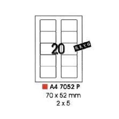 Labels, Pauli, 7052P, A4 (20sheets), 10 Label/Sheet, (70x52mm), White