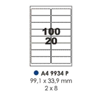 Labels, Pauli, 9934P, A4 (100sheets), 16 Label/Sheet, (99.1x33.9mm), White