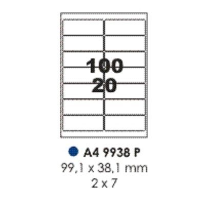 Labels, Pauli, 9938P, A4 (100sheets), 14 Label/Sheet, (99.1x38.1mm), White