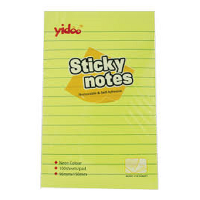 Memo Paper, YIDOO, Lined Sticky Note, (50x75mm), 100 Sheets/pads, Yellow, 12 PC/Pack