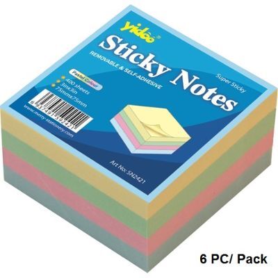 Memo Paper, YIDOO, Sticky Note, (75x75mm), 400 Sheets, 4 Colors, 6 PC/Pack