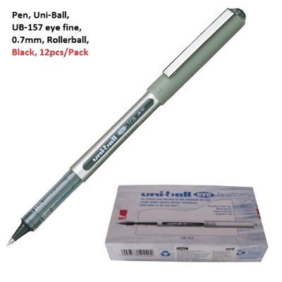 قلم، يوني-بول، UB-157 اي فاين، 0.7مم، رولربول، اسود، 12حبة/علبة