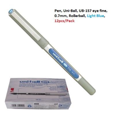 قلم، يوني-بول، UB-157 اي فاين، 0.7مم، رولربول، ازرق فاتح، 12حبة/علبة