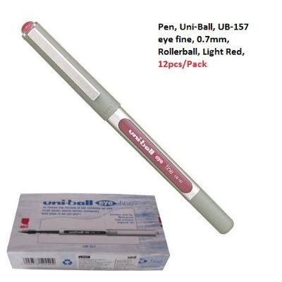 Pen, Uni-Ball, UB-157 eye fine, 0.7mm, Rollerball, Light Red, 12 PC/Pack