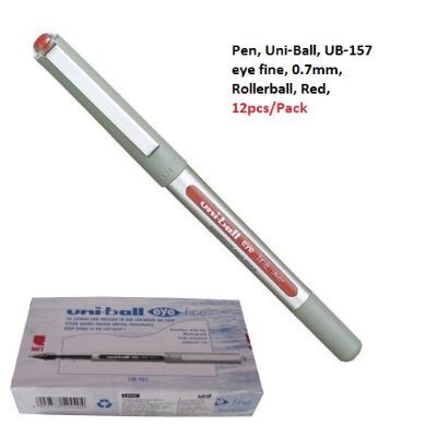 قلم، يوني-بول، UB-157 اي فاين، 0.7مم، رولربول، احمر، 12حبة/علبة