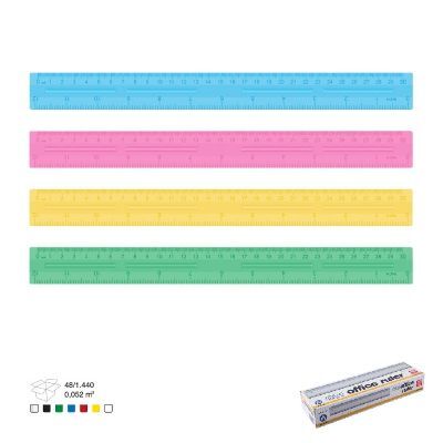Ruler, ARK, Transparent Color Plastic Rule, 30 CM, 48 PC/Pack