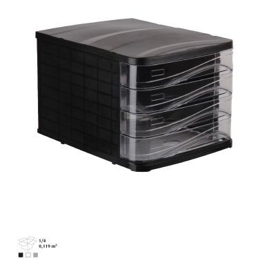 Storage Organizer, ARK, Desktop 4 Drawers (4444), Plastic, Black