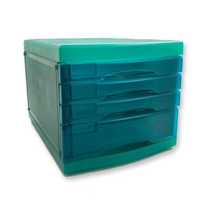 Storage Organizer, 4 Drawers Storage, Transparent, Blue Light