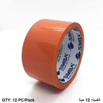 Tape, SIMBA, Plastic Packaging Tape, 2 inch (48 mm) x 40 yd ( 36.5 m), Orange, 12 PC/Pack