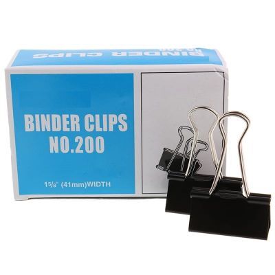 Clips, Jingling, Binder Clips No.200 , 1.60 in ( 41mm ), Black, 12 PC/Pack