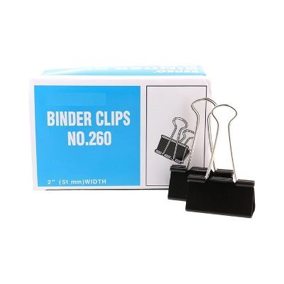 Clips, Jingling, Binder Clips No.260 , 2.00 in ( 51mm ), Black, 12 PC/Pack