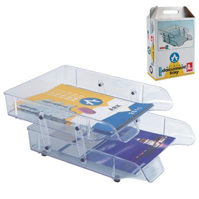 Desk Organizer, ARK, Desk Tray Sliding 2082, 2 Tiers, Plastic, Clear