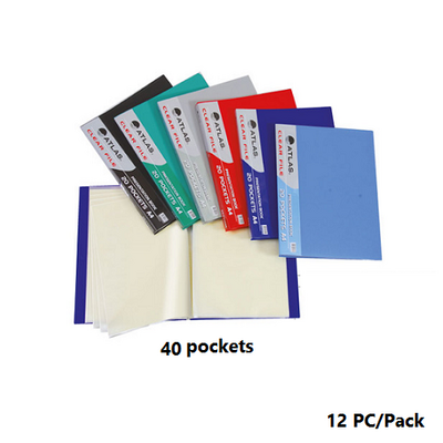 Documents Covers, ATLAS, Display Book, 40 Pockets , A4, Assorted color, 12 PC/Pack