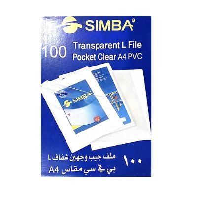 Documents Covers, SIMBA, Sheet Protector,  A4, Transparent L File, 100 PC/Pack