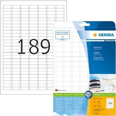 Labels, HERMA 4333, Multi-purpose labels, 25.4 x 10 mm, white