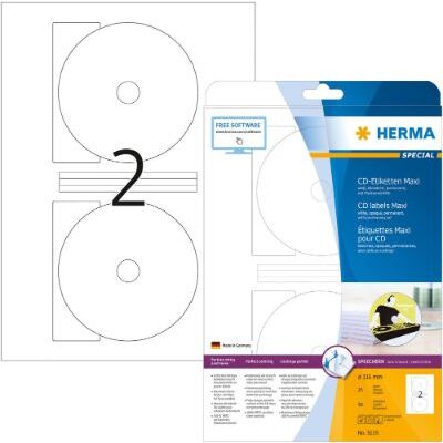 Labels, HERMA 5115, CD labels, ? 116 mm, white