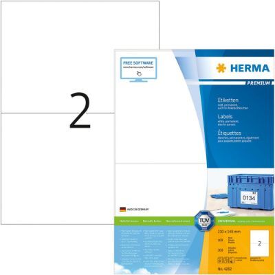 Labels, HERMA 4282, Multi-purpose labels, 210 x 148 mm, white
