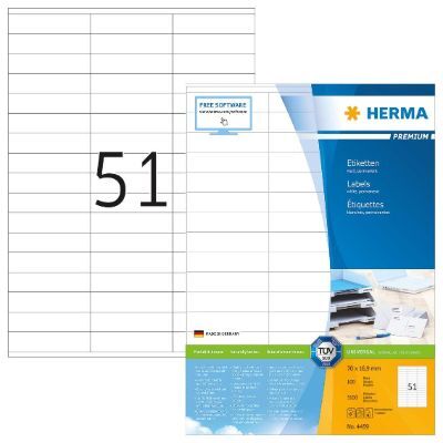 Labels, HERMA 4459, Multi-purpose labels, 70 x 16.9 mm, white