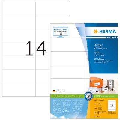 Labels, HERMA 4674, Multi-purpose labels, 105 x 42.3 mm, white