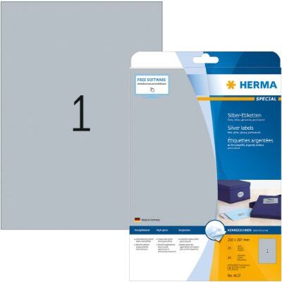 Labels, HERMA 4117, Multi-purpose labels, 210 x 297 mm, Sliver