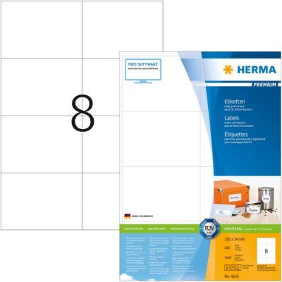 Labels, HERMA 4626, Multi-purpose labels, 105 x 74 mm, white
