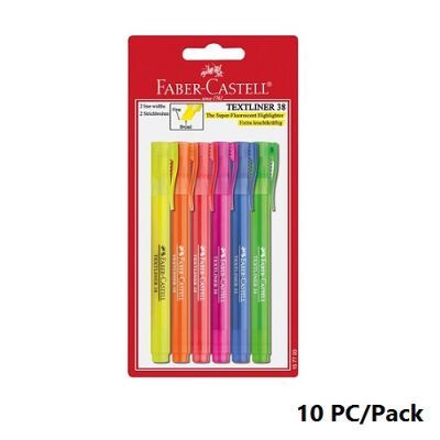 Highlighter Marker, Faber-Castell, 2 - 5 mm Chisel Tip, 6 colors, 10 PC/Pack