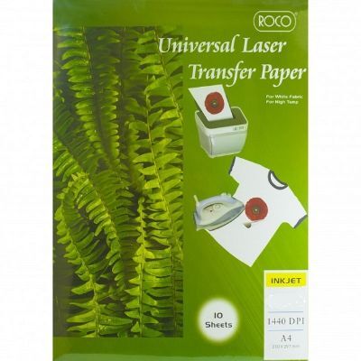 Labels, ROCO,  Easy-on Iron-on Transfer Paper, A4 (10 sheets), 1 Label/Sheet, 160 gsm, White