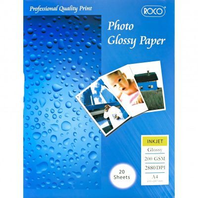 Labels, ROCO, Photo Paper (Glossy), A4 (20 sheets), 1 Label/Sheet, 200 gsm, White