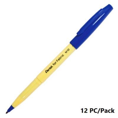 قلم القماش، بنتل، سن رفيع للكتابة على جميع الاقمشة، 2.0 مم، رفيع السن، ازرق، 12حبة/علبة