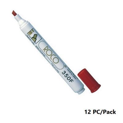 Permanent Marker, ROCO, 350F Chisel Tip, 1-4mm, Red, 12 PC/Pack