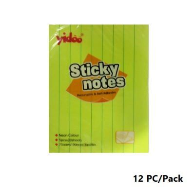 Memo Paper, YIDOO, Lined Sticky Note, (75x100mm),Neon Color, 100 Sheets/pads, 5 Color, 12 PC/Pack