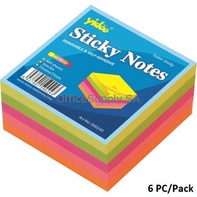 Memo Paper, YIDOO, Sticky Note, (75x75mm), 400 Sheets, 5 Colors, 6 PC/Pack