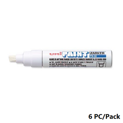 Paint Marker, Uni-Ball, PX-30, Chisel Tip, 4.0 - 8.5mm, White, 6 PC/Pack