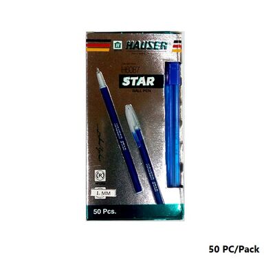قلم، هاوسر، قلم جاف، 1.0 مم، ستار، ازرق، 50 حبة/ علبة