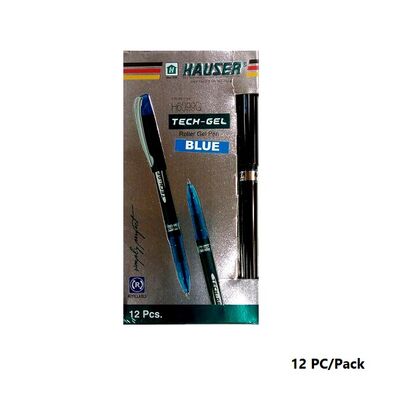 قلم، هاوسر، قلم حبر(جل سائل)، 0.5 مم، بغطاء، ازرق، 12حبة/علبة