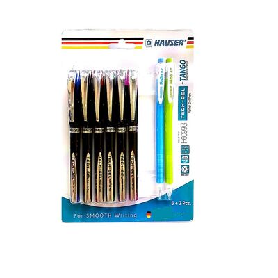 قلم، هاوسر، قلم & قلم رصاص ضغاط ، بغطاء، الوان متنوعة، 8 حبة/علبة
