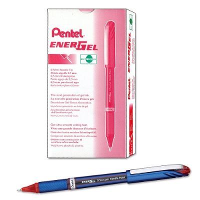 قلم، بنتل، قلم حبر(جل سائل)، 0.5 مم، بغطاء، احمر، 12حبة/علبة