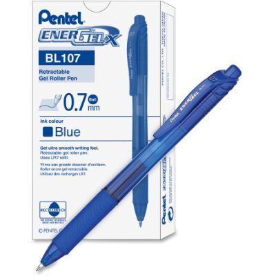 Pen, Pentel, BL107-CH, 0.7mm,Energel X,Retractable, Blue, 12 Pcs/Pack