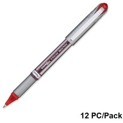 قلم، بنتل، قلم حبر(جل سائل)، 0.7 مم، بغطاء، احمر، 12حبة/علبة