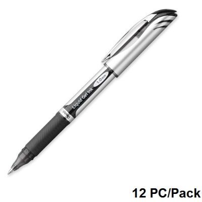 قلم، بنتل، قلم حبر(حبر هلامي سريع الجفاف)، 1.0 مم، بغطاء، اسود، 12حبة/علبة