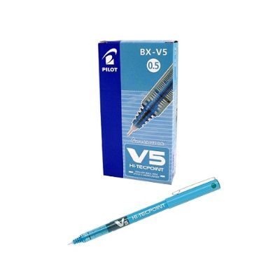 Pen, PILOT,HI-TECPOINT Sign Pen (BX-V5),0.5 mm, Light Blue, 12 Pcs/Pack