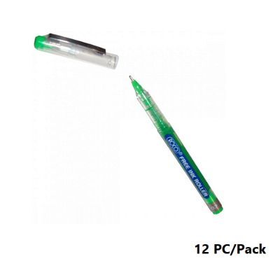 Pen, ROCO,  0.7mm,Free Ink Roller , Capped,Green, 12pcs/Pack