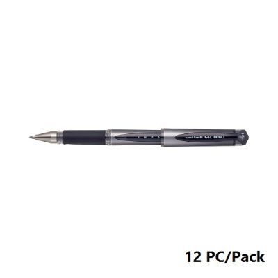 قلم، يوني-بول، قلم حبر جل (امباكت)، 1.0 مم، بغطاء، اسود، 12حبة/علبة