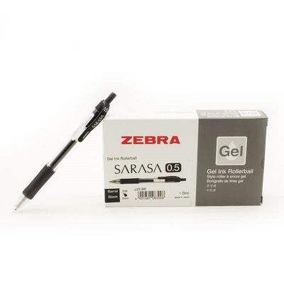 Pen, ZEBRA,SARASA CLIP, 0.5mm, Gel Ink Rollerball, Retractable, Black, 12 Pcs/Pack